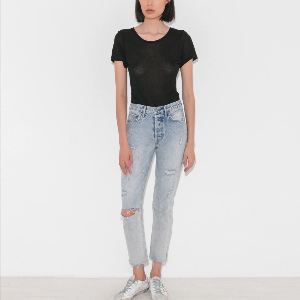 GRLFRND Karolina Don’t Cry Daddy Distressed Jeans